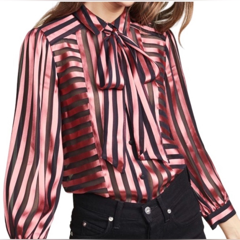 NWT Alice + Olivia Stripped Pink and Black Women's Longsleeves Top medium